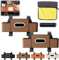 3-in-1 Car Backseat Organizer, Car Organizers and Storage Box with 2 Cup Holders & 4 Hooks, Multifunctional Car Seat Back Storage Box with Tissue Box, for Phone, Snacks, Drinks, Handbag (Brown, 2PCS)