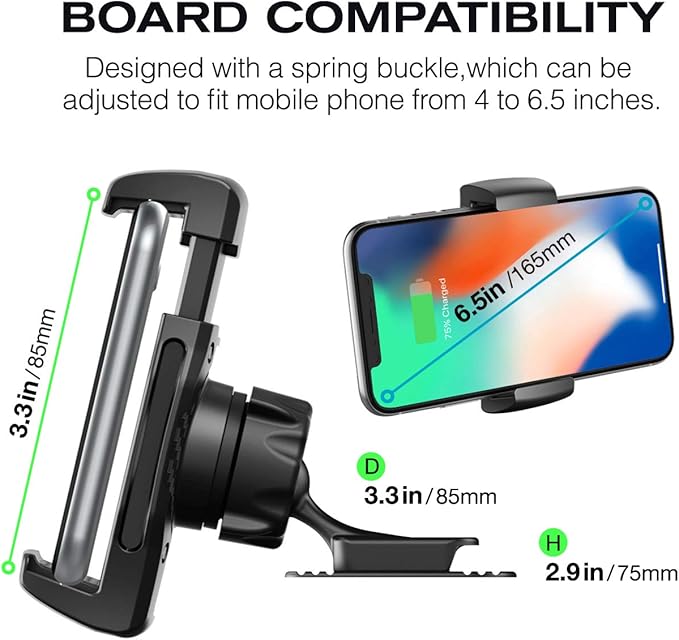 JIMISHA Car Phone Holder - Sticky Adhesive Mount for 4 to 6.5 inch Smartphones