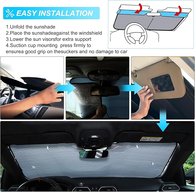 LLKUANG Car Windshield Sun Shade Compatible with Toyota Tacoma 2006-2024 Auto Windshield Sunshades Foldable Blocks UV Rays Sun Visor to Keep Your Vehicle Cool and Damage Free (Style C)