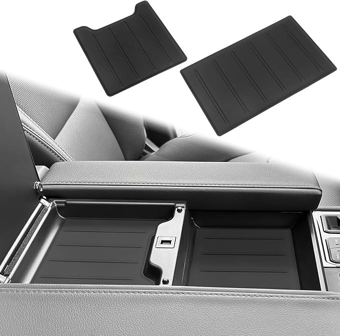 YOJOJOCO 2PC Center Console Tray Liner Compatible with Toyota 2022-2026 Tundra (Only Fit Platinum, 1794, TRD PRO, Capstone) & 2023-2026 Sequoia Accessories Center Console Organizer Protective Pad