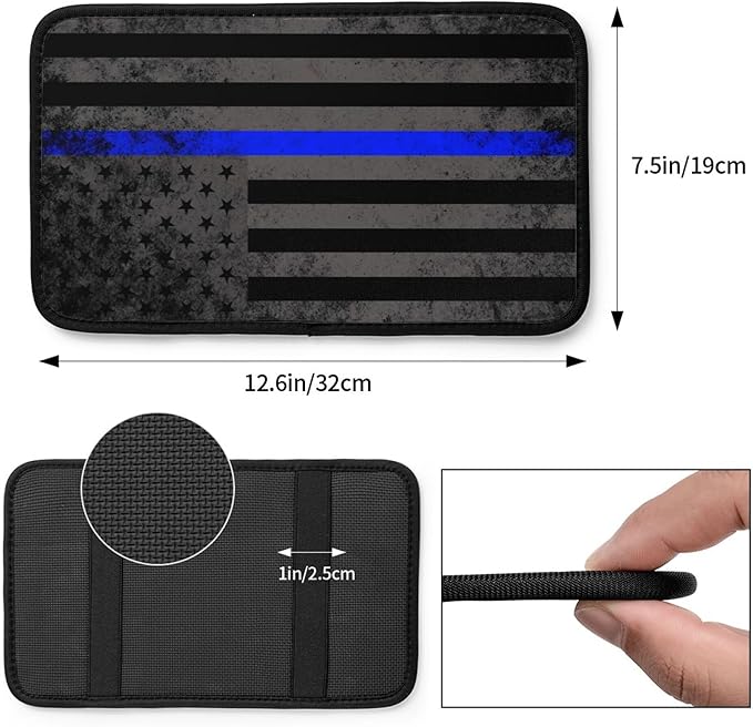 THOEWONG Unique American Flag Center Console Pad, Auto Armrest Seat Box Cover for Men Women, Universal Cushion Protector Pad, Patriotic Car Interior Protection Accessories for Most Vehicle