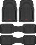Motor Trend Original FlexTough Black Rubber Car Floor Mats for 3 Row Vehicles, Front & Rear 2nd Row Deep Dish All Weather Automotive Heavy Duty Trim to Fit, Automotive Liners for Cars Truck Van SUV