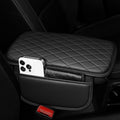 Center Console Cover Fit for Kia Sportage 2005-2025 with 2 Storage Bags Waterproof Leather Quilted Pattern Car Armrest Cover Cushion Anti - Slip(Black)