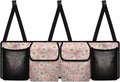 CLOHOMIN Daisy Car Trunk Organizer for Sedan Truck SUV Pink Auto Trunk Mesh Storage Easy to Install Car Rear Seat Hanging Storage Bag Auto Accessories