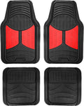 TLH Monster Eye Car Trimmable Floor Mats - Heavy-Duty Red Rubber Floor Mats for Cars, Universal Fit Full Set, Climaproof™ Waterproof Floor Mats for Most Cars, Sedan, SUV, Truck Floor Mats