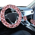 Accmor Fuzzy Steering Wheel Cover, Universal Fit Fur Car Wheel Cover & Handbrake Cover & Gear Shift Cover Set for Women Girls, Leopard Winter Warm Fluffy Vehicle Wheel Protector for Auto, SUV (Pink)
