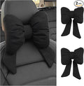 2PCS Cute Bow Car Headrest Pillow,Comfortable & Breathable Car Neck Pillows for Relief Neck Fatigue,Universal Head Rest Pillow for Cars Decoration as Birthday Gifts for Women,Girl (Black/2PCS)
