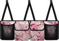 Pink Cherry Blossom Trunk Hanging Organizer Backseat Bag Foldable Cargo Storage with 4 Pockets 3 Adjustable Straps Keep Your Trunk Neat and Organized
