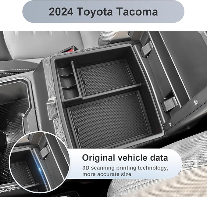 SKTU 4PCS for 2024 2025 2026 Toyota Tacoma Center Console Organizer Toyota Tacoma 2024 2025 2026 Accessories 2024 2025 2026 Tacoma Console Tray Gear Shift Side Tray Door Storage Box with Coin Holder