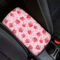 Pink Strawberry Car Center Console Armrest Cover for SUV Vehicles Cute Pink Armrest Box Cover Center Console Pad Universal Fit Strawberry Automotive Accessories