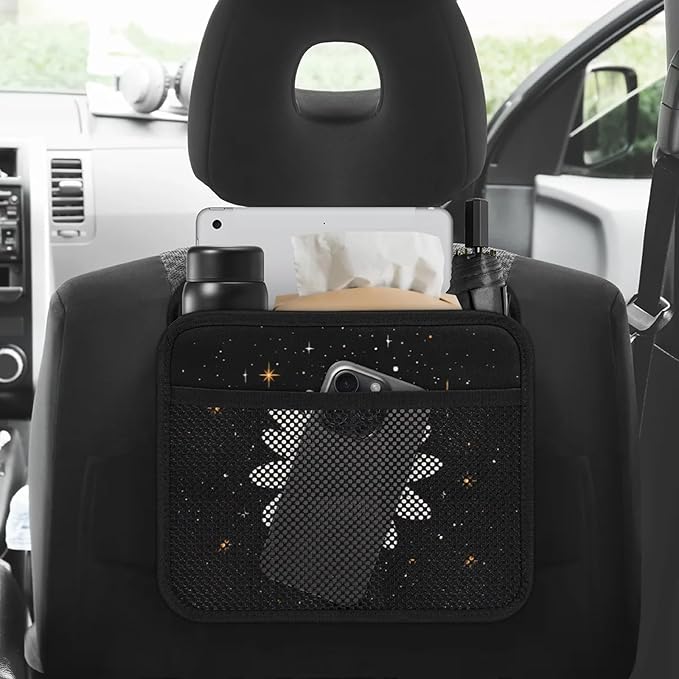 Vintage White Daisy Car Backseat Organizer PU Leather Black Truck Back Seat Trash Bag Universal Hanging Storage Box Travel Accessories Foldable