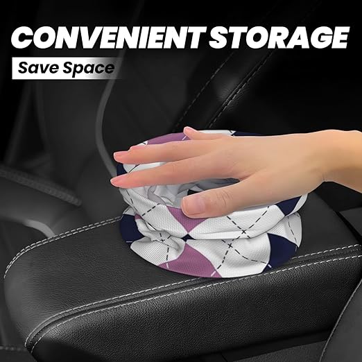 Purple White Argyle Car Trash Can Garbage Cans Foldable,Cute Hanging Car Organizer and Storage Bag Leak Proof, Auto Back Seat Trash Bin Universal for Truck, SUV, Outdoor Travel