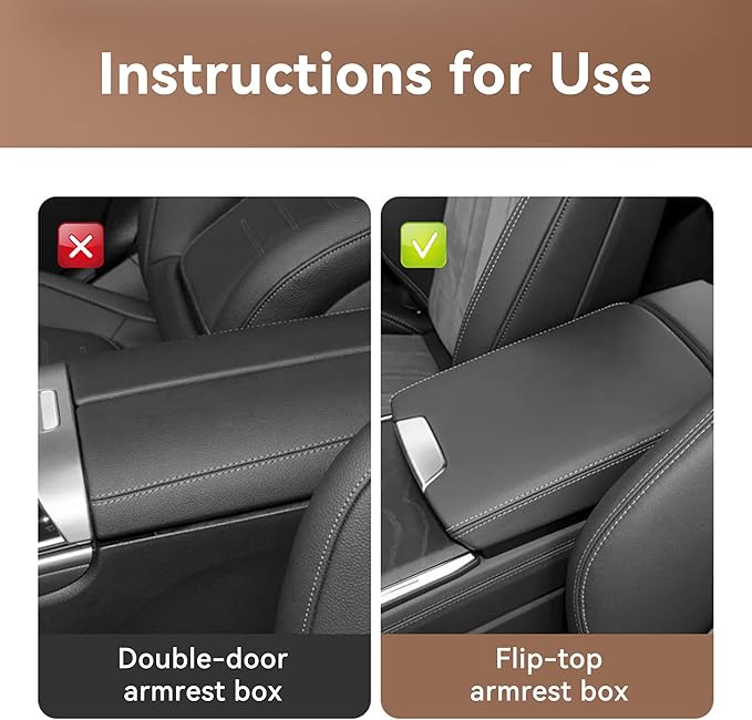 Car Armrest Cushion, Leather Soft Vehicle Center Console Cover with 2 Storage Bag, Breathable Automotive Interior Arm Rest Protection Pad Accessories, Universal for SUV Sedan Truck(Wine Red)