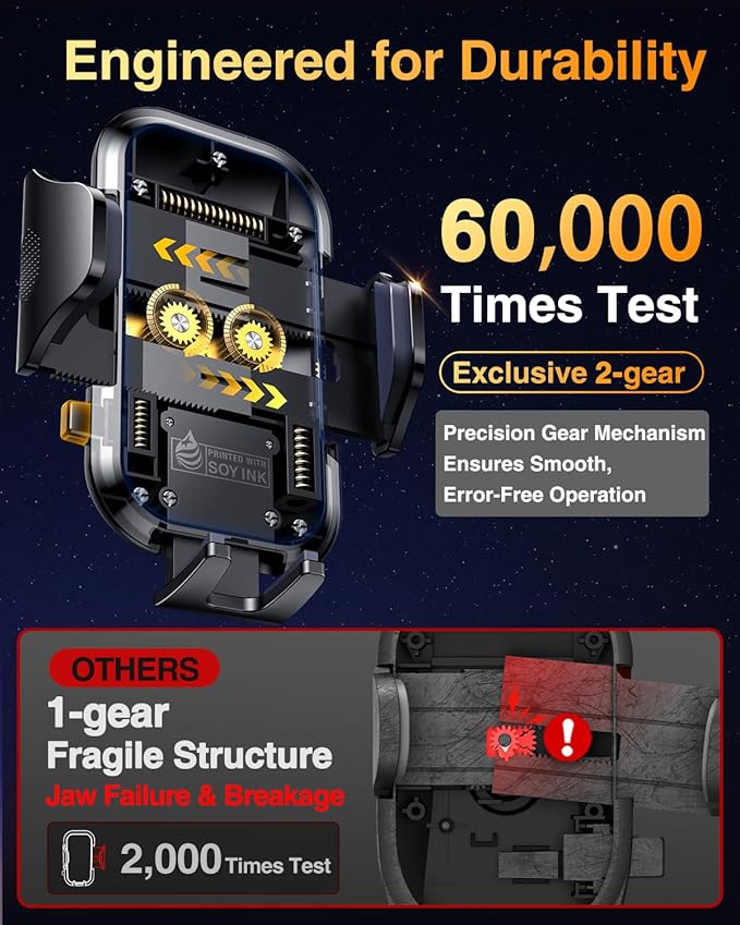 VANMASS 2026 【True Military-Grade】 Phone Holders for Your Car 【90 LBS Strongest Suction & Clip】 Ultimate Cell Phone Mount Dashboard Window Vent for iPhone 16 Pro Max 15 14 13 Samsung Android