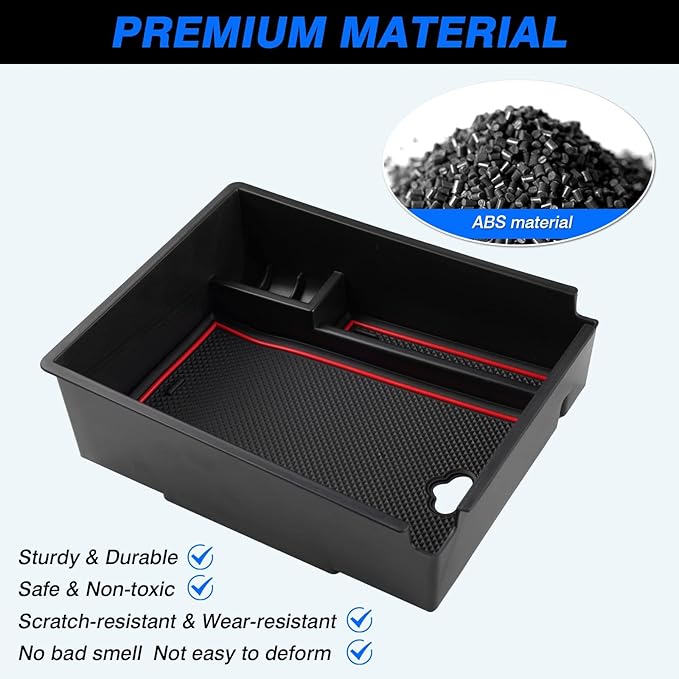 FIILINES Center Console Organizer for 2022-2024 Hyundai Tucson Limited/Hybrid (Automatic Transmission Only), Center Console Tray Secondary Armrest Storage Box ABS Insert Container with Anti-Slip Mats