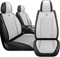 JGDL Car Seat Covers for Subaru Crosstrek 2016-2026, 2 Piece Set Nappa Leather Non-Slip Seat Protectors, Breathable Seat Cover Set. (Standard 2 Seats, Black White)