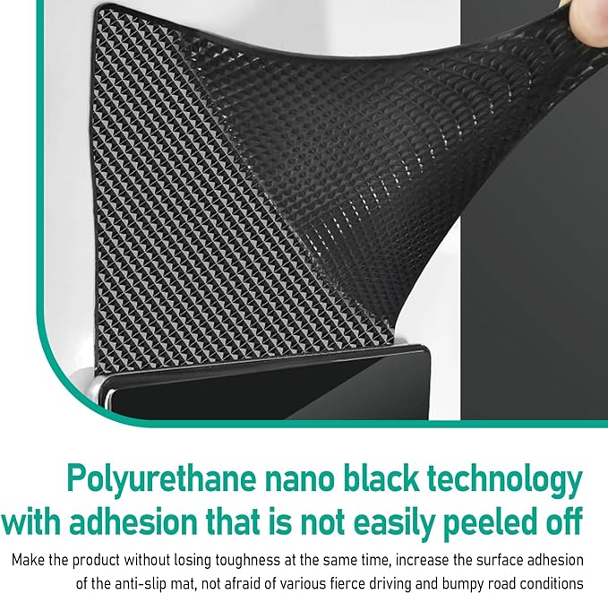 leechio 2 PCS Car Dashboard Anti-Slip Mat, 10.63" x 5.9" Grid Anti Slip and Heat-Resistant Instrument Dash Mat, Dashboard Accessories, General Anti Slip Pad for Automobiles (Black)