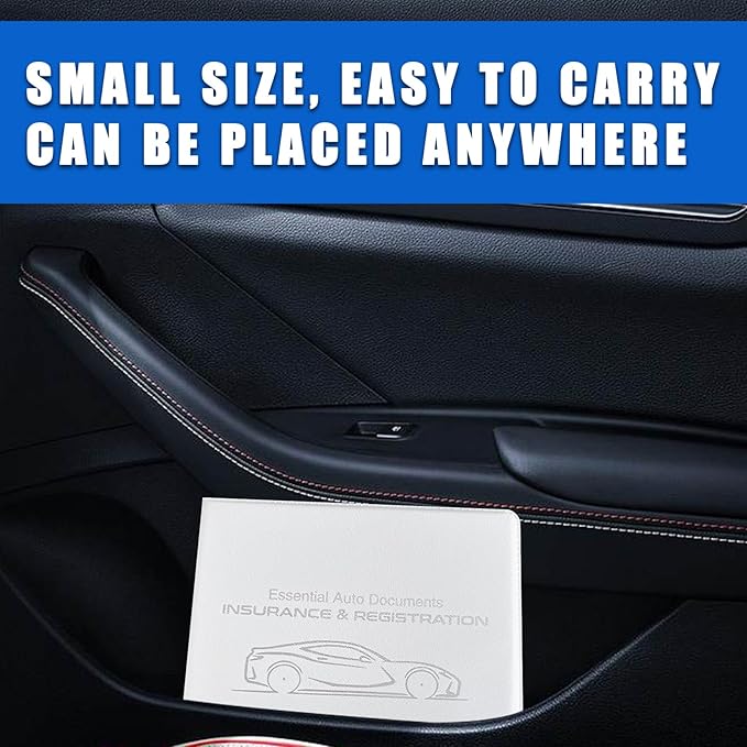 Ziciner Car Registration Insurance Holder, 2Pack Essential Auto Card Document Glove Box Organizer with Touch Fastener, Vehicle Interior Accessories Perfect for Most Car, Truck, SUV (White/Small Car)