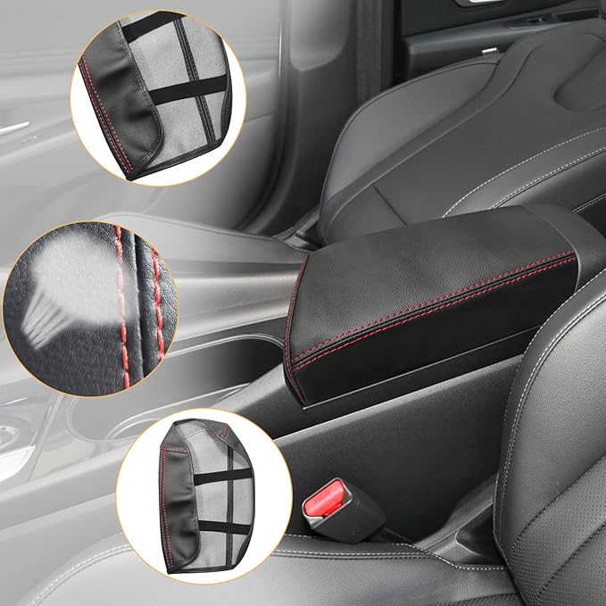 Compatible with Center Console Armrest Cover for Hyundai Elantra 2021-2025 Automatic Brake, Leather Arm Rest Storage Box Lids Cushion Protector Pad