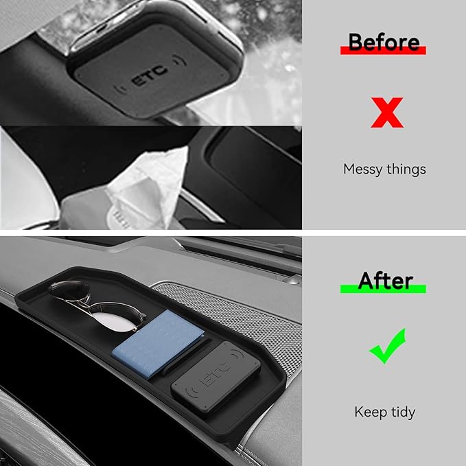 LUCKEASY Dashboard Rear Screen Storage Box for Hyundai Santa Fe 2026 2025 2024 Behind Screen Dashboard Storage Box Accessories Silicone Black