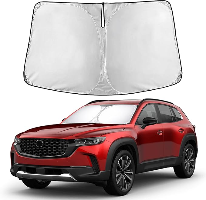 EcoNour Windshield Sun Shade Compatible for Mazda CX-50 2023–2026 | SUV Front Window Sun Visor Shield | Custom Fit Foldable Sunshade | Blocks UV Rays & Reduces Interior Heat