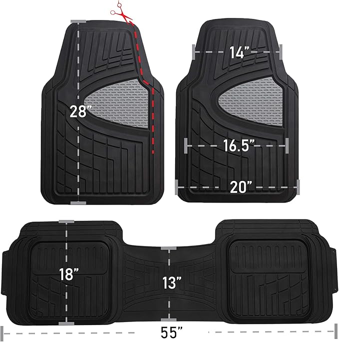 FH Group Car Floor Mats - Heavy-Duty Rubber Floor Mats for Cars, Universal Fit Full Set, Trimmable Automotive Floor Mats, Climaproof Floor Mats for Most Sedan, SUV, Truck Floor Mats Purple