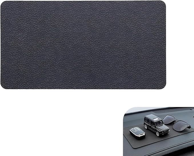 leechio 1 PC Car Dashboard Non Slip Mat, Universal Dash Rubber Pad, Lengthen High Temperature Resistant Central Control Instrument Trolley Built-in Mat, for Cell Phones Sunglasses Coins Keys (Black)