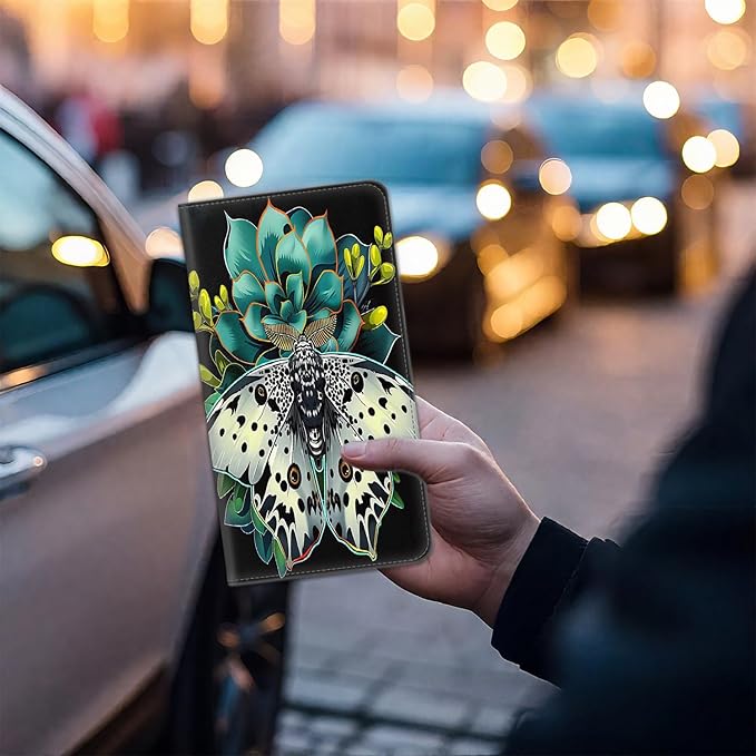 Car Registration and Insurance Card Holder for Women Men, Waterproof PU Leather Glove Box Car Organizer with Magnetic Shut, Vehicle Document Holder for Driver License,Cards, Leopard Moth Pattern