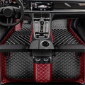 Car Floor Mats Automotive Floor Mats Vehicle Specific All Weather Protection Custom Compatible with Most of 98% Cars SUVs (Wine red and Black)
