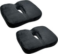 Seat Cushion - Memory Foam Sitting Pillow - Car Seat & Office Chair Cushion - Slip-Resistant with Soft Surface (2 Packs, Curved Shape)