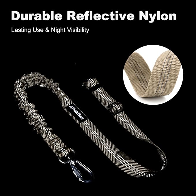 APakBak Dog Seat Belt for Car, Adjustable Dog Car Harness Seatbelt for Small Medium Large Dogs, Heavy Duty Travel Safety Restraint with Locking Aluminum Hook & Reflective Nylon Strap, Beige