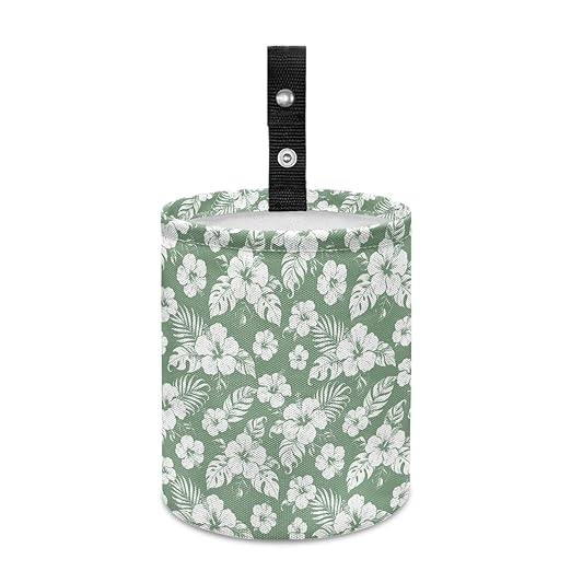 Tropical Floral Car Trash Can Collapsible Accessories Trash Can of Cars, Easy to Clean Car Garbage Accessory Car Interior Decoration