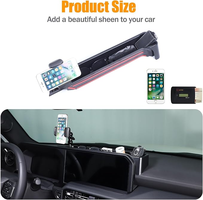LLKUANG Center Console Dash Organizer Tray Compatible with Toyota Land Cruiser 250 Prado 2024 2025+ Navigation Screen Rear Insert Auxiliary Storage Box,Phone Holder Accessories (Style A)