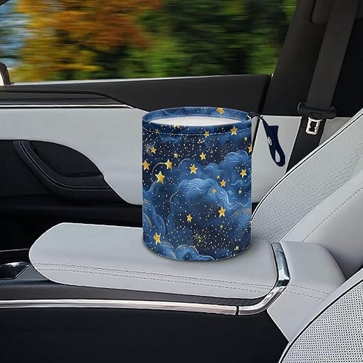 Blue Star Car Carbage Bag Hanging Cute Car Trash Bag with Leak Proof Inside Liner and Hanging Strap Road Trip Must Haves for Kids