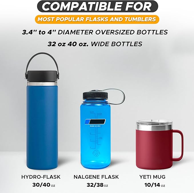 EcoNour Car Cup Holder Expander | Fits 32/40 oz Hydro Flasks, Yeti, Nalgene & Large Bottles up to 3.8" | Universal Cup Adapter for Cars with 3.2" Holders – Black