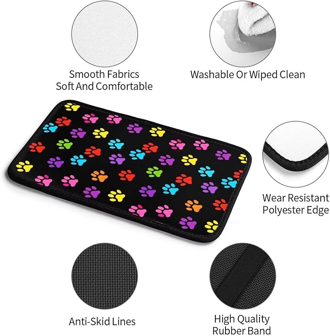 Dog Paw 2 Pcs Car Front Seat Armrest Covers Colorful Paws Cloth Arm Rest Protectors Padding Center Console Lid Black Arm Rest Cover Universal Accessories for SUV Truck Van