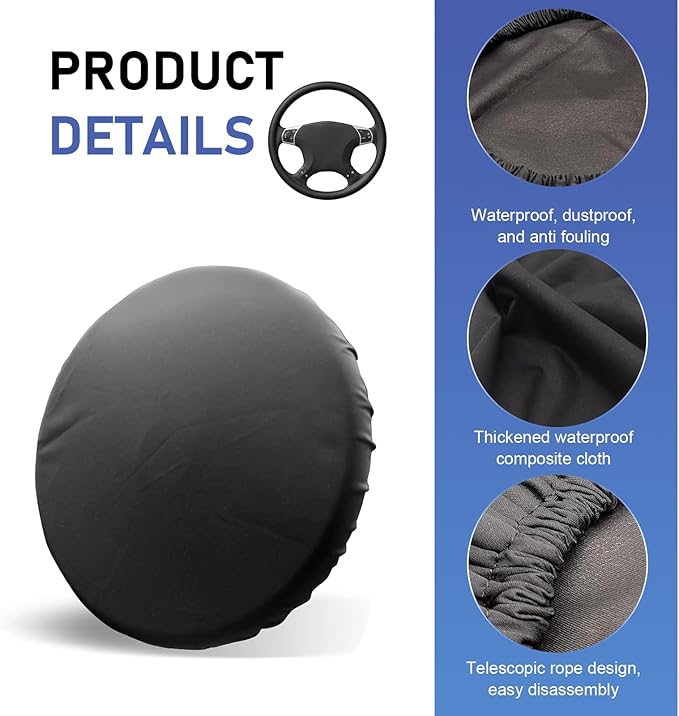 Car Steering Wheel Cover Sun Shade, Thickened Waterproof Steering Wheel Protector, All-Inclusive Protective Cover, Universal Interior Accessories for Car Truck SUV (Black)