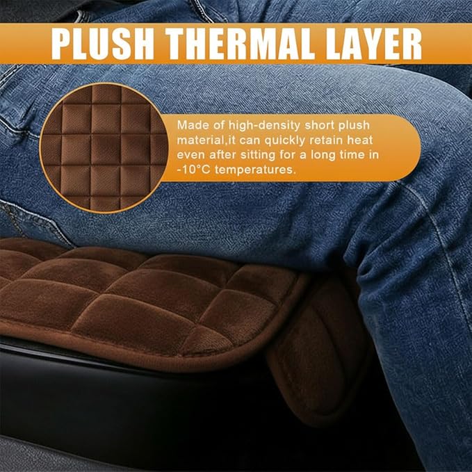 YoRise Car Seat Cushion, Soft Plush Auto Seat Pad with Storage Pocket, Car Driver Seats Protector Cover with Non-Slip Rubber Bottom, Winter Vehicle Accessory for SUV, Truck, Home, Office (Coffee)