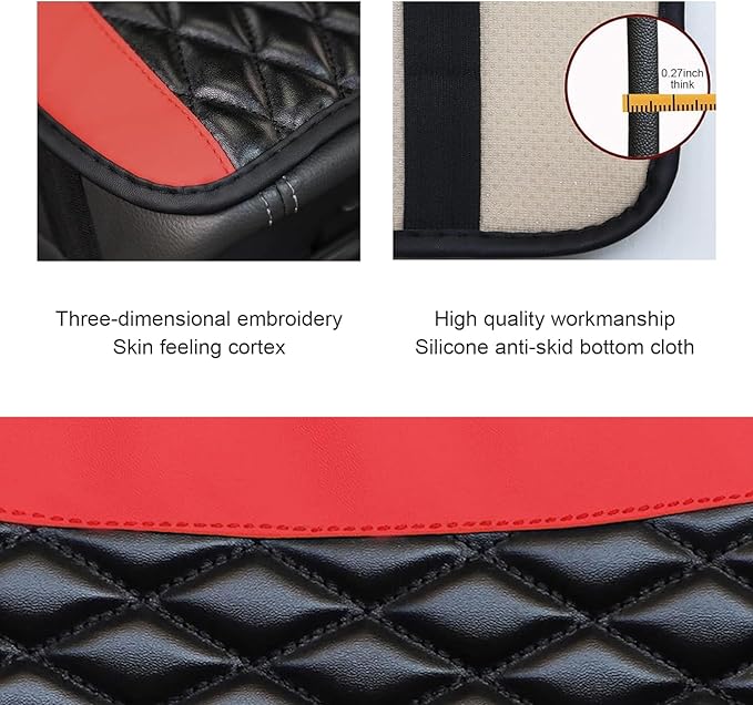Car Center Console Cover, Leather Armrest Seat Cover Protector, Universal Waterproof Armrest Pad, Car Decoration Accessories, Fit for Most Cars, Vehicles, SUVs (Red)