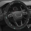 Cute Steering Wheel Cover for Women, Machine Washable Universal 14.5-15.5 inch Non-Slip Grip All Weather Use (Gray Leopard Stars)