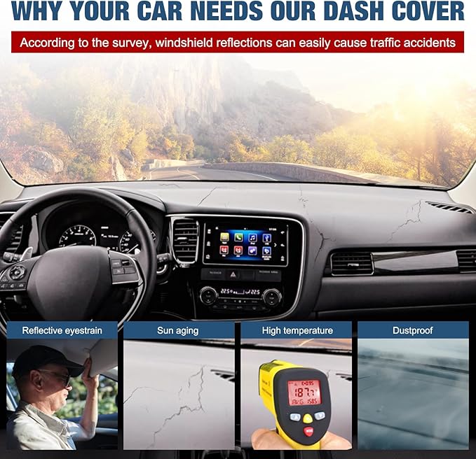 Dashboard Dash Cover Mat Carpet Compatible with 2018-2021 2022 2023 2024 Toyota Camry.
