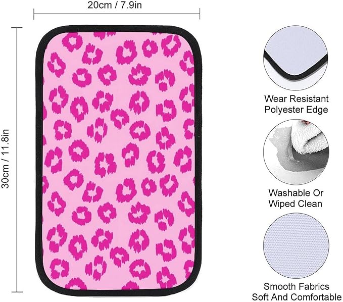 Car Handrail Box Cushion Pink Leopard Print, Anti Slip Center Console Cover, Universal Fit for Cars, Trucks, SUVs