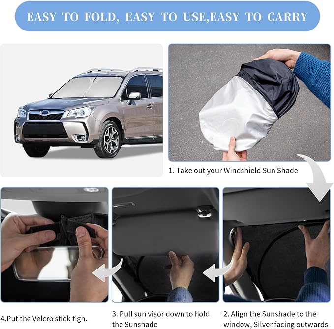 ZOIBV for Subaru Forester 2013-2018 Sun Shade Sunshade Windshield Cover, 240T Fabric 4-Layer Front Window Shade Custom Fit Forester Crossover, Base, Premium, Sport, Limited Sun Visor