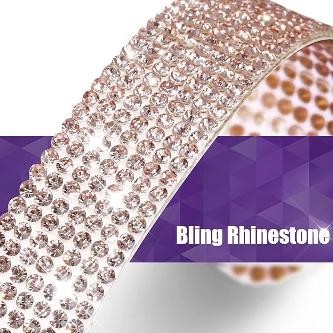 Frienda 10 Pieces Bling Car Accessories for Women Bling Car Door Handle Protector Door Handle Covers for Car Rhinestone Car Bowl Protector Accessories Women Stickers(Rose Gold)