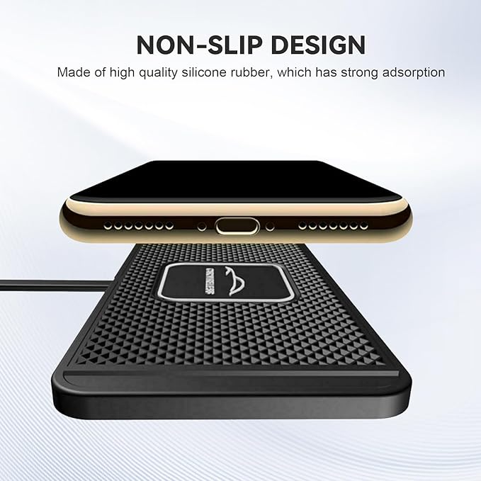 ZPSHYD Wireless Charging Pad for Car Phone Charger Non Slip Fast Charging Pad Compatible with Android iOS Qi Devices (Type-C Port 30cm Cable)