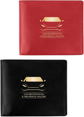Performore Car Document Holder Wallets – Premium Organizer for Insurance and Registration Papers, 2 Clear Pockets with Strong Double-Sided Closure, Suitable for All Vehicles (2-Pack: 1 Black, 1 Red)