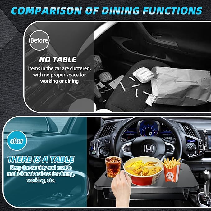 LLXGAB 【Compatible with Toyota Camry Corolla Cross】 2-in-1-Steering Wheel Tray Table with Seat Gap Filler Organizer.Seat Gap Fit Design: Solves Post-Use Storage Hassle + Stops Annoying Item Drops.