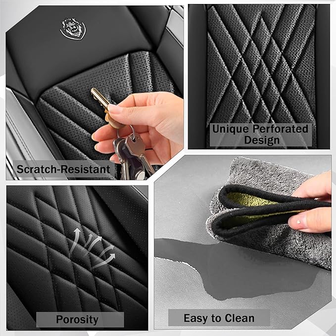 JGDL Car Seat Covers for Subaru Crosstrek 2016-2026, 2 Piece Set Nappa Leather Non-Slip Seat Protectors, Breathable Seat Cover Set. (Standard 2 Seats, Black Grey)