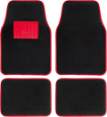 Universal Carpet Mats for Cars Carpet with Rubber Edge Red Non-Slip and Washable Front Mats 45 x 65 cm Rear 44 x 33 cm