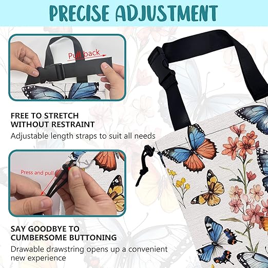 KXWQTRDD Car Trash Bag Colorful Butterfly Floral Leak-Proof Car Garbage Bag with Drawstring Foldable Canvas Trash Bin with Adjustable Buckle for Car Accessories, Travelling, Camping